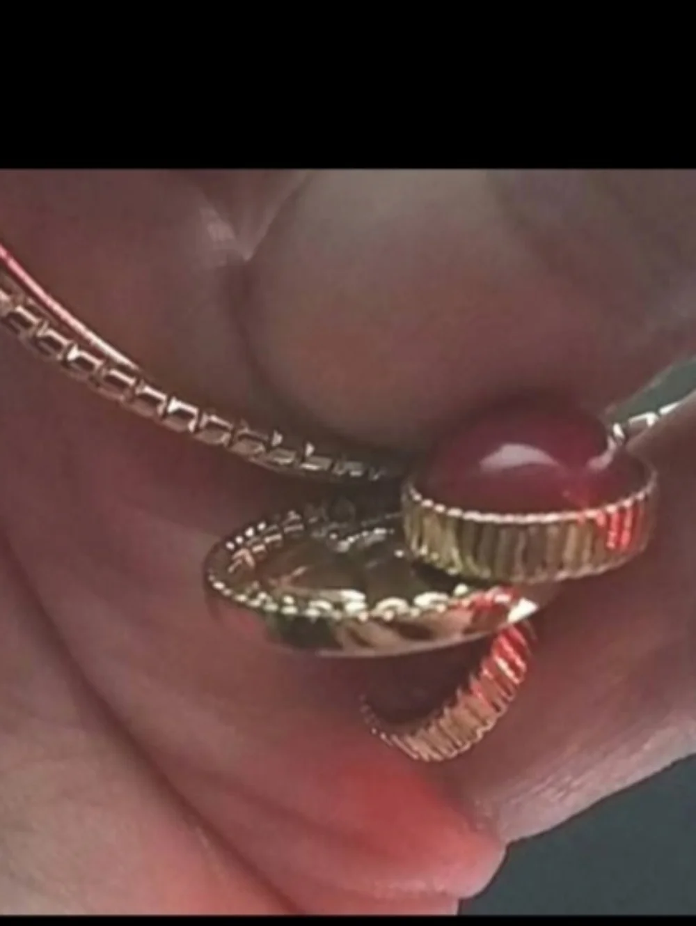 Gold-Tone Coin Charm Bangle Bracelets & Earrings with Red Enamel Accents | EUC